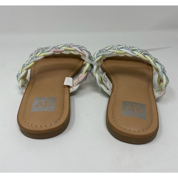 DV Dolce Vita Kid's Cristal Rainbow Braided Rhinestone Slip On Sandals Size 4 - Picture 4 of 6